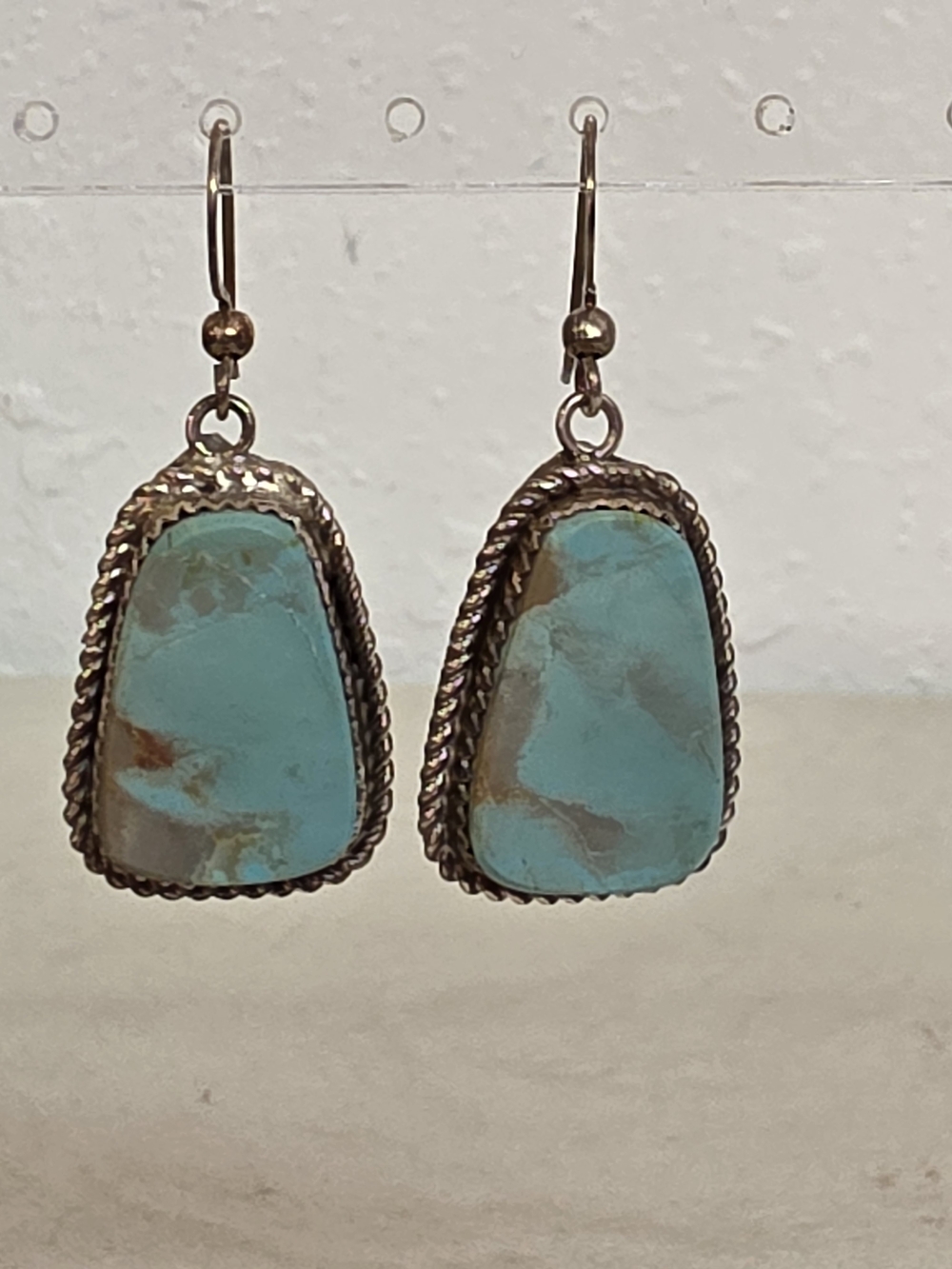 Gabby Sterling Silver Turquoise Dangle Earrings Southwestern 1.75